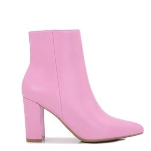 Sleek Pink Block Heel Ankle Booties